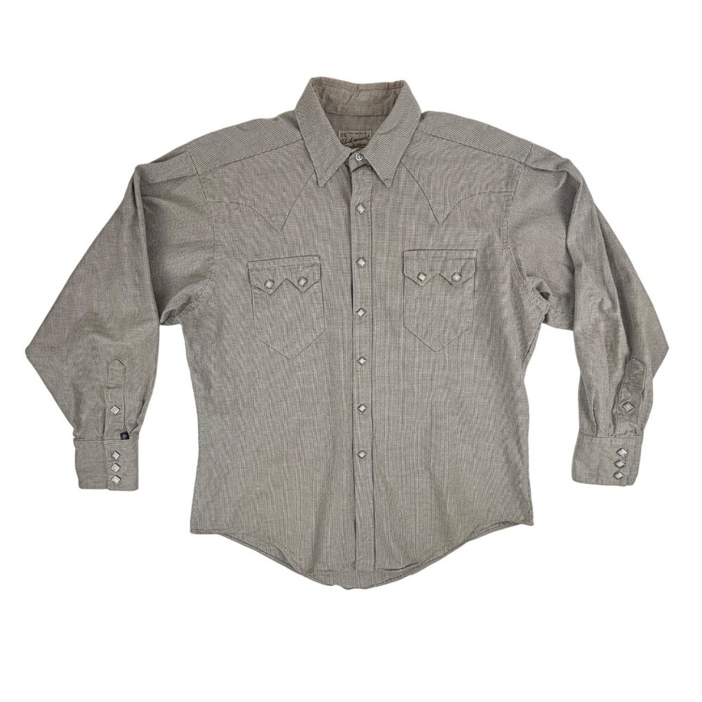 Rockmount Ranch Wear Shirt Mens XL Gray Repro Western Sawtooth Pockets Long Slv